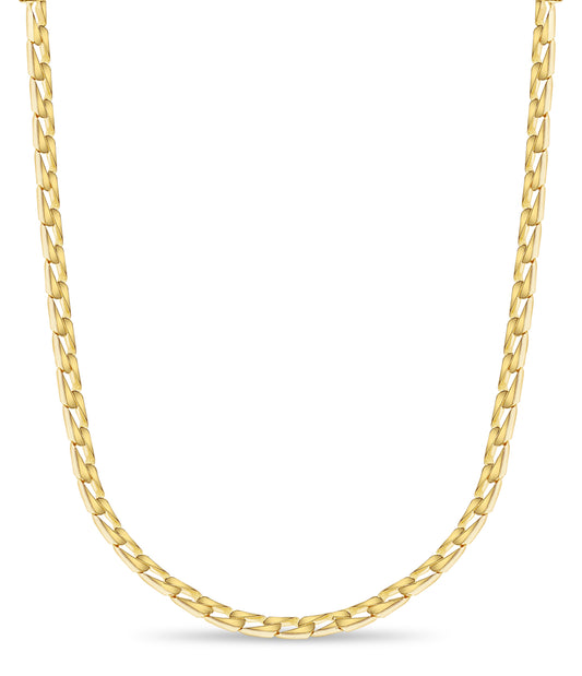 Curb Solid Gold Handmade Necklace , 9mm, 16-30 Inch