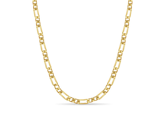 Figaro Solid Gold Handmade Necklace , 7mm, 16-30 Inch