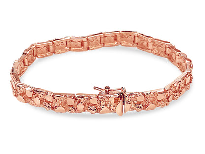 Nugget Solid Gold Handmade Bracelet , 7mm, 6.5-10 Inch
