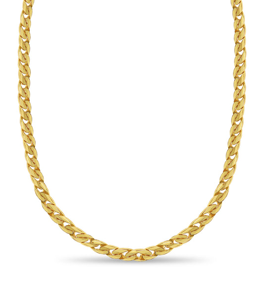 Curb Solid Gold Handmade Necklace , 13mm, 16-30 Inch