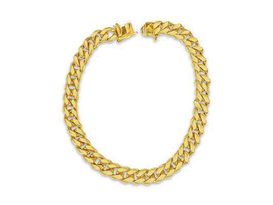 Curb Solid Gold Handmade Bracelet , 7mm, 6.5-10 Inch