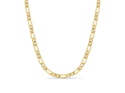 Figaro Solid Gold Handmade Necklace , 7mm, 16-30 Inch