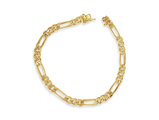 Figaro Solid Gold Handmade Bracelet , 5mm, 6.5-10 Inch