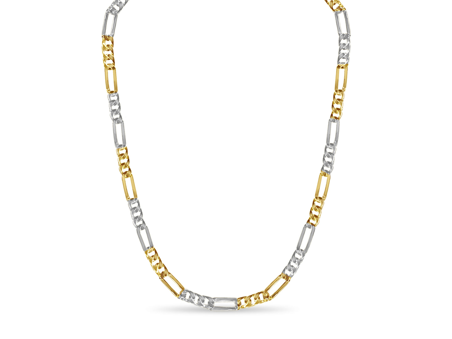 Figaro Solid Gold Handmade Necklace , 8mm, 16-30 Inch