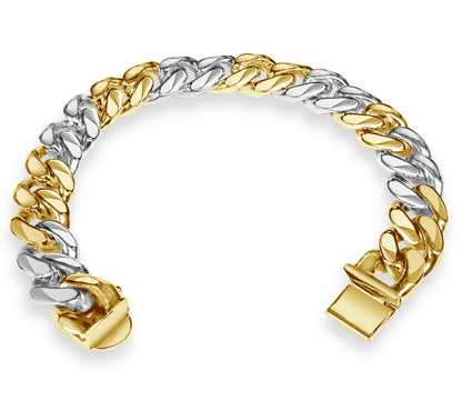 Curb Solid Gold Handmade Bracelet , 13mm, 6.5-10 Inch
