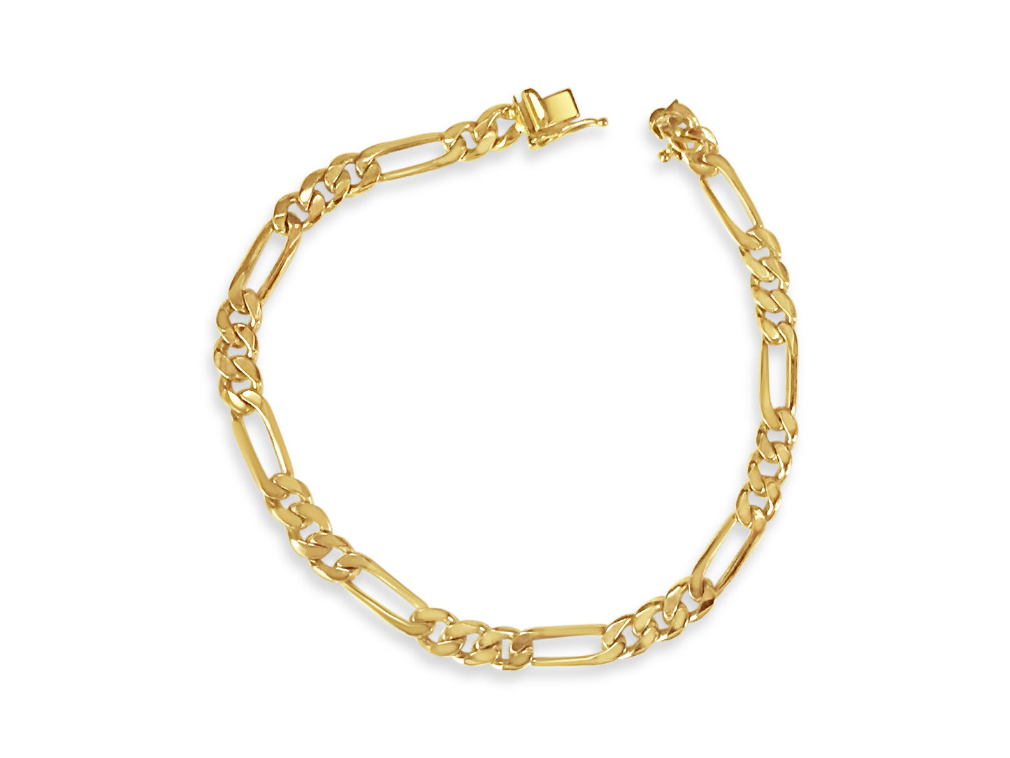 18k Solid Yellow Gold Handmade 5mm Figaro Link Bracelet, 9.5", Approx 18g