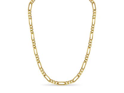 18k Solid Yellow Gold Handmade 8mm Figaro Link Necklace, 30", Approx 104g