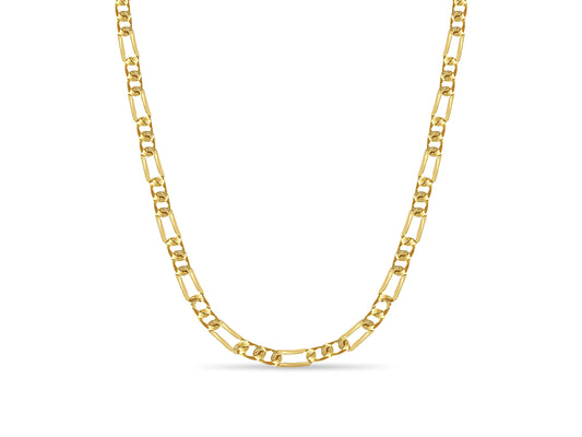 18k Solid Yellow Gold Handmade 7mm Figaro Link Necklace, 30", Approx 98g