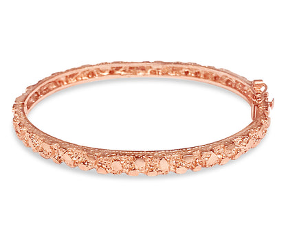 Nugget Bangle Solid Gold Handmade Bracelet , 5mm, 6.5-10 Inch
