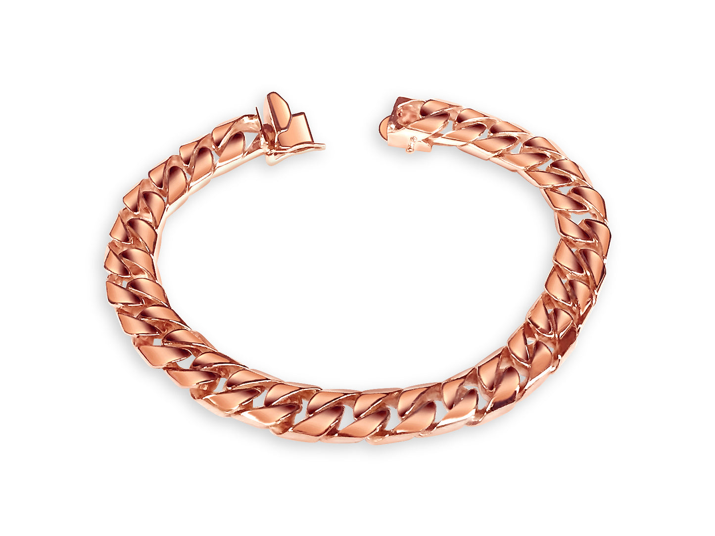 Curb Solid Gold Handmade Bracelet , 9mm, 6.5-10 Inch
