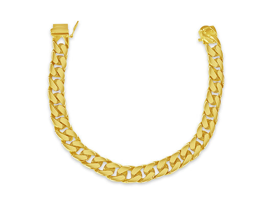 Curb Solid Gold Handmade Bracelet , 9mm, 6.5-10 Inch
