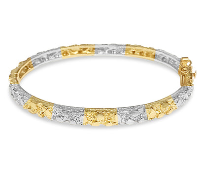 Nugget Bangle Solid Gold Handmade Bracelet , 5mm, 6.5-10 Inch