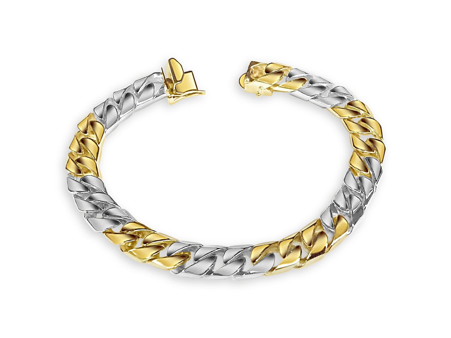 Curb Solid Gold Handmade Bracelet , 9mm, 6.5-10 Inch