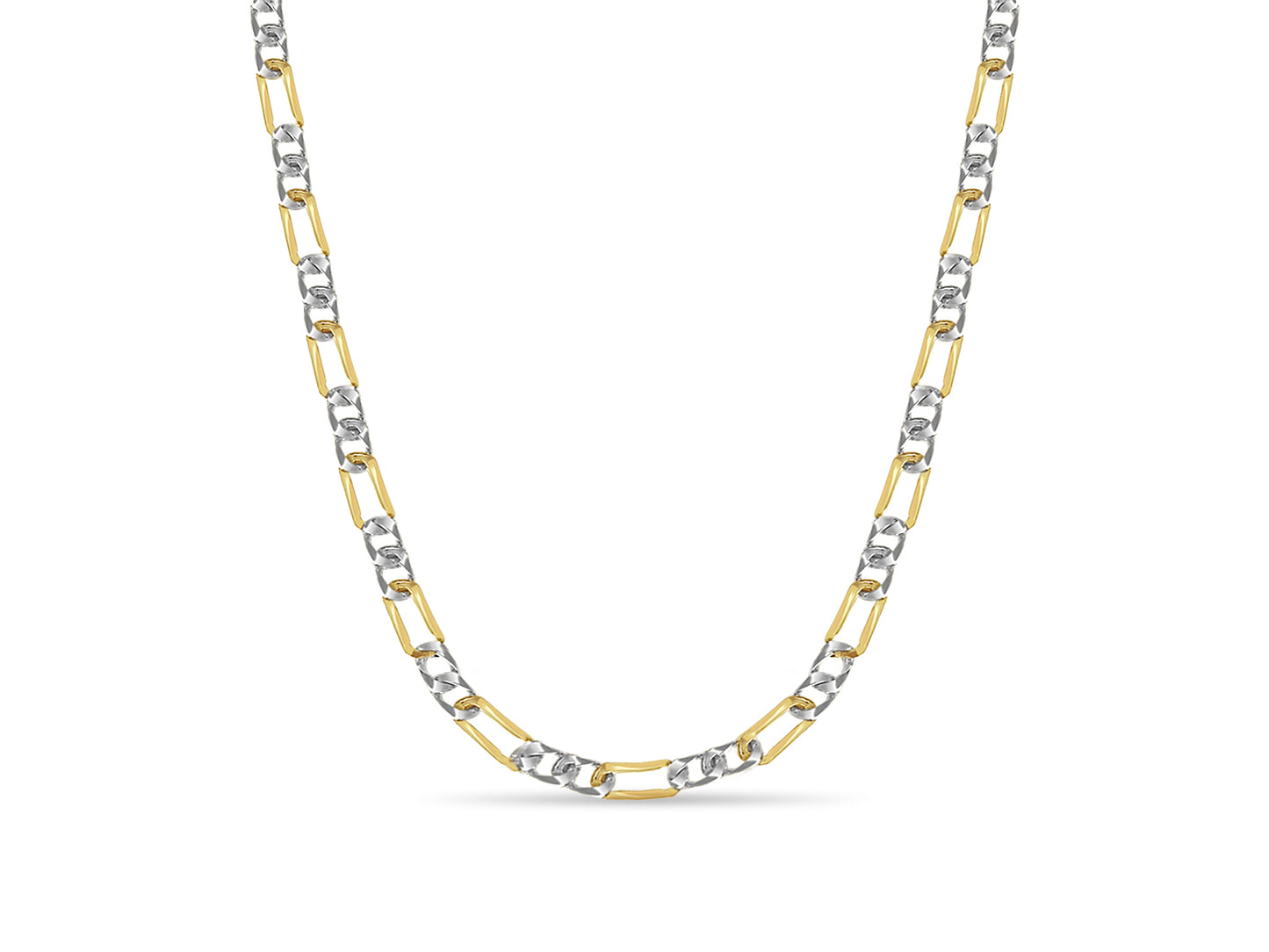 Figaro Solid Gold Handmade Necklace , 7mm, 16-30 Inch