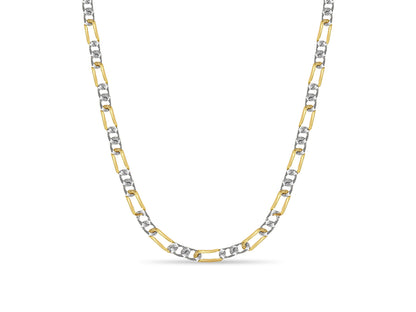Figaro Solid Gold Handmade Necklace , 7mm, 16-30 Inch