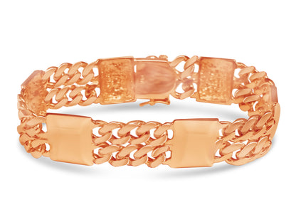 Curb & Bar Solid Gold Handmade Bracelet , 17mm, 6.5-10 Inch
