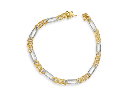 Figaro Solid Gold Handmade Bracelet , 5mm, 6.5-10 Inch