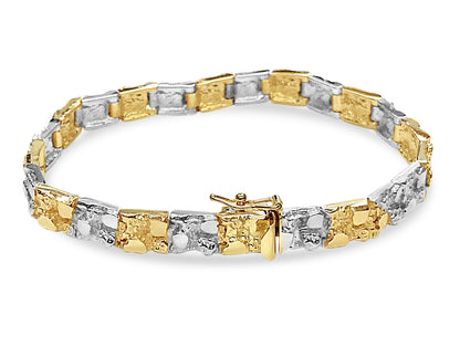 Nugget Solid Gold Handmade Bracelet , 7mm, 6.5-10 Inch