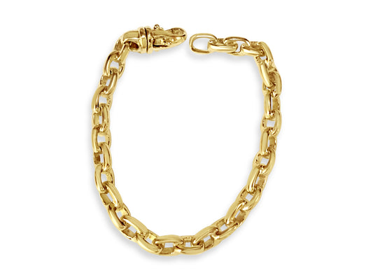 Fancy Rolo Solid Gold Handmade Bracelet , 8mm, 6.5-10 Inch