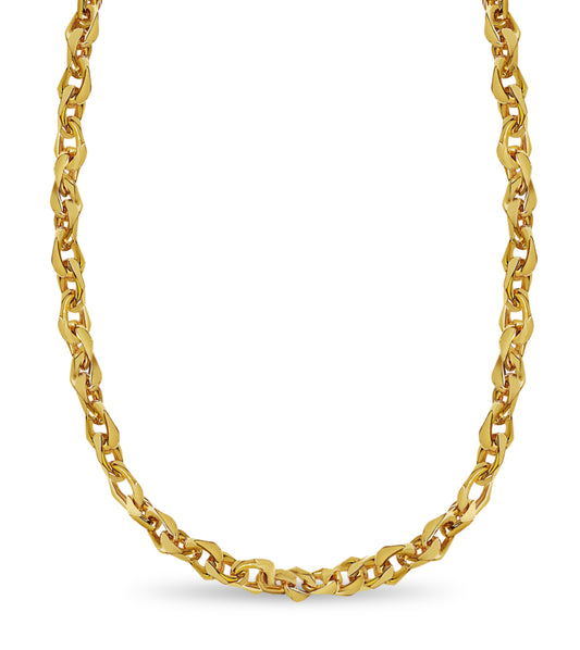 Fancy Rolo Solid Gold Handmade Necklace , 10mm, 16-30 Inch