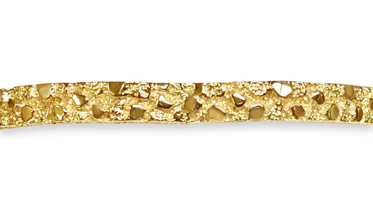 Nugget Bangle Solid Gold Handmade Bracelet , 7mm, 6.5-10 Inch