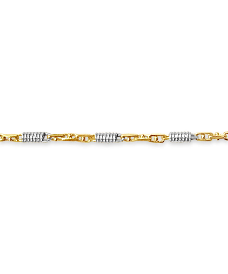 18k Solid Yellow Gold Handmade 5mm Spiral Tube Link Bracelet, 9.5", Approx 29g