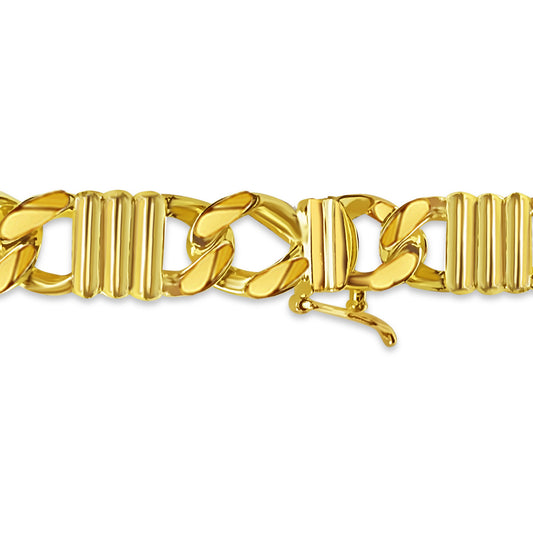 Curb Solid Gold Handmade Bracelet , 9mm, 6.5-10 Inch