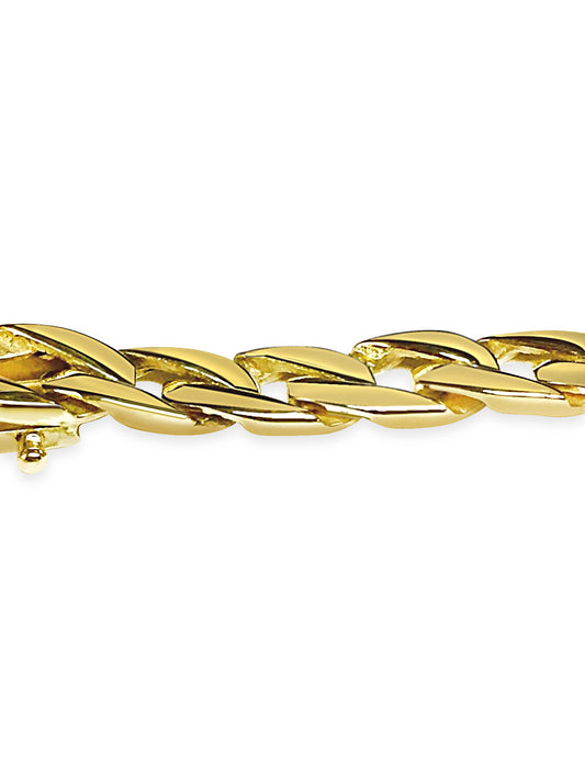 Curb Solid Gold Handmade Bracelet , 7mm, 6.5-10 Inch