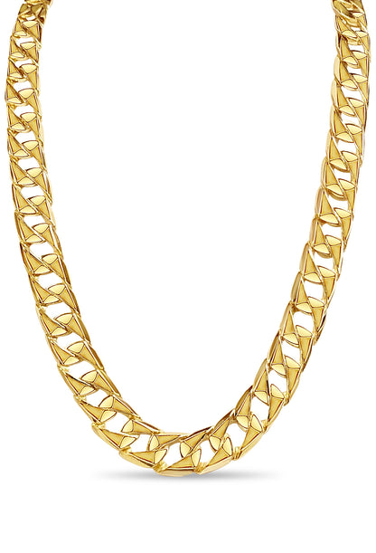 Curb Solid Gold Handmade Necklace , 14mm, 16-30 Inch