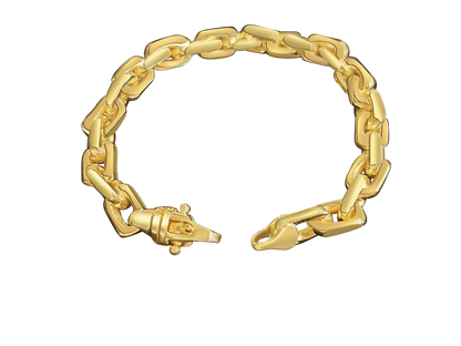 Fancy Rolo Solid Gold Handmade Bracelet , 8mm, 6.5-10 Inch