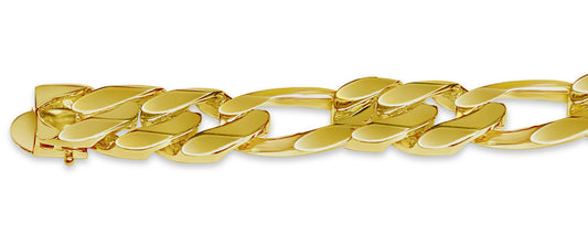 Figaro Solid Gold Handmade Bracelet , 16mm, 6.5-10 Inch