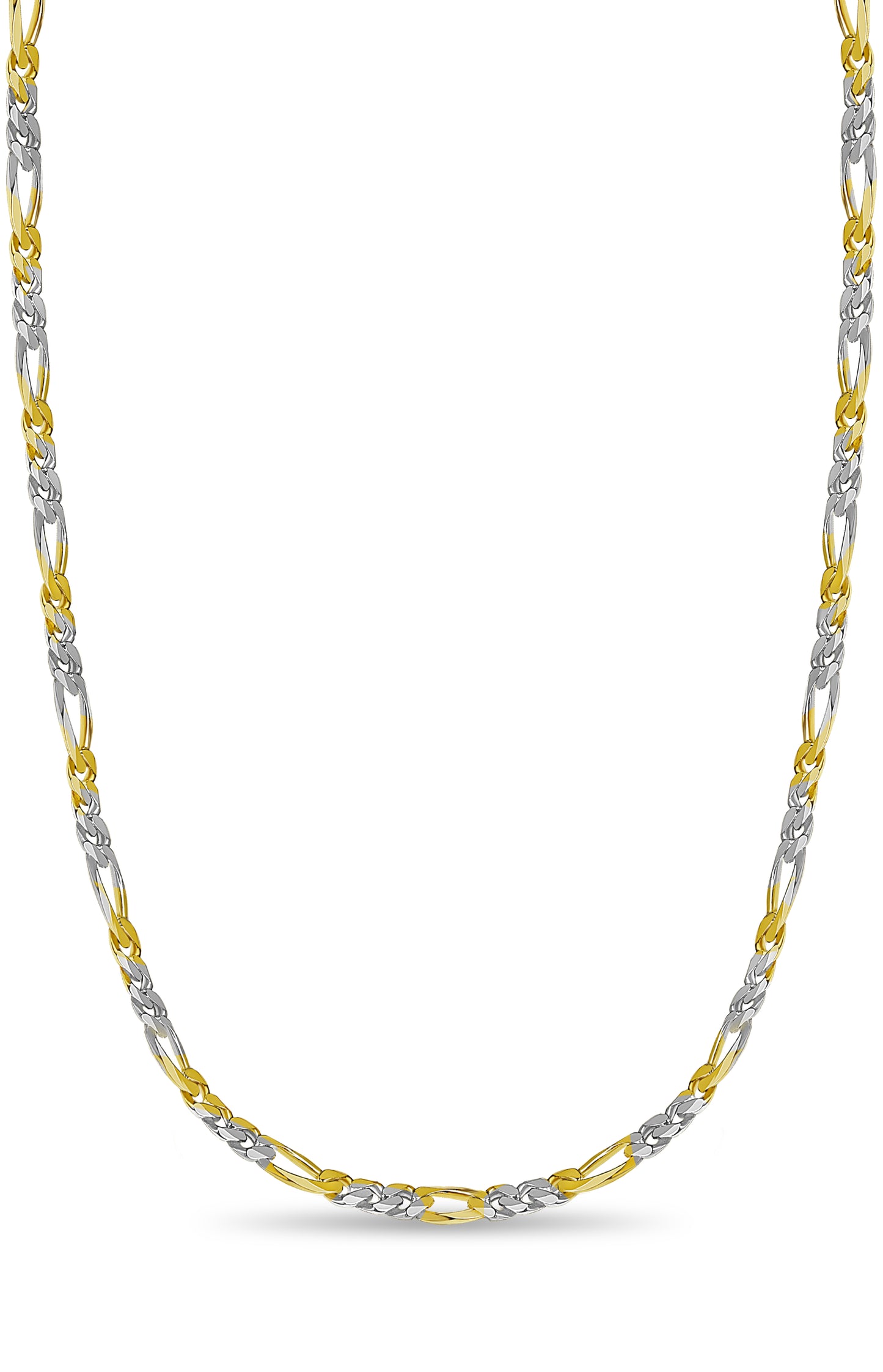 Figaro Solid Gold Handmade Necklace , 5mm, 16-30 Inch