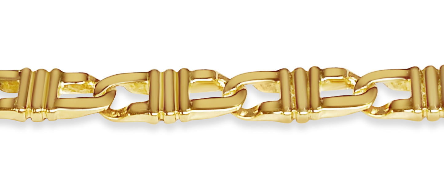 Flat Solid Gold Handmade Bracelet , 7mm, 6.5-10 Inch