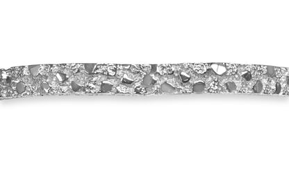 Nugget Bangle Solid Gold Handmade Bracelet , 7mm, 6.5-10 Inch