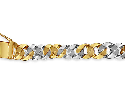 Curb Solid Gold Handmade Bracelet , 15mm, 6.5-10 Inch
