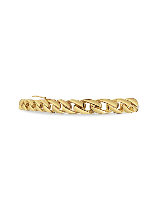 Curb Solid Gold Handmade Bracelet , 7mm, 6.5-10 Inch