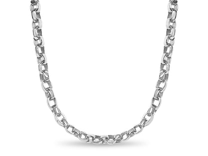 Oval Rolo Solid Gold Handmade Necklace , 6mm, 16-30 Inch