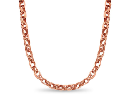 Oval Rolo Solid Gold Handmade Necklace , 6mm, 16-30 Inch