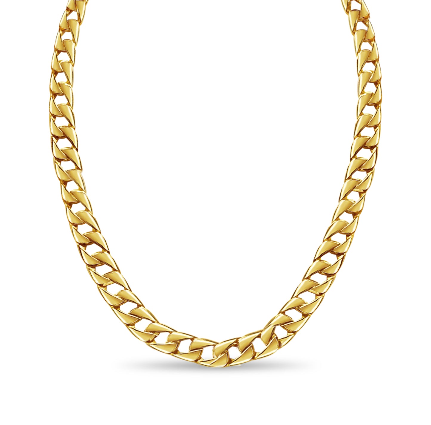 Curb Solid Gold Handmade Necklace , 9mm, 16-30 Inch