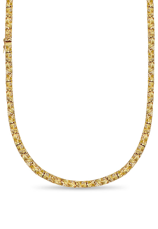 18k Solid Yellow Gold Handmade 7mm Nugget Link Necklace, 30", Approx 108g