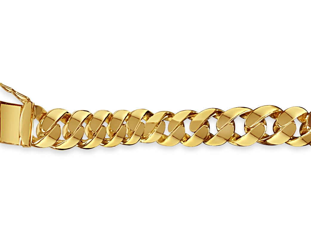 Curb Solid Gold Handmade Necklace , 15mm, 16-30 Inch