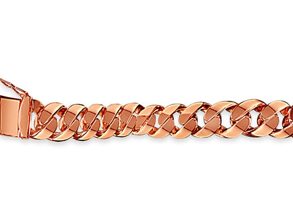 Curb Solid Gold Handmade Bracelet , 15mm, 6.5-10 Inch