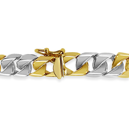 Curb Solid Gold Handmade Bracelet , 9mm, 6.5-10 Inch