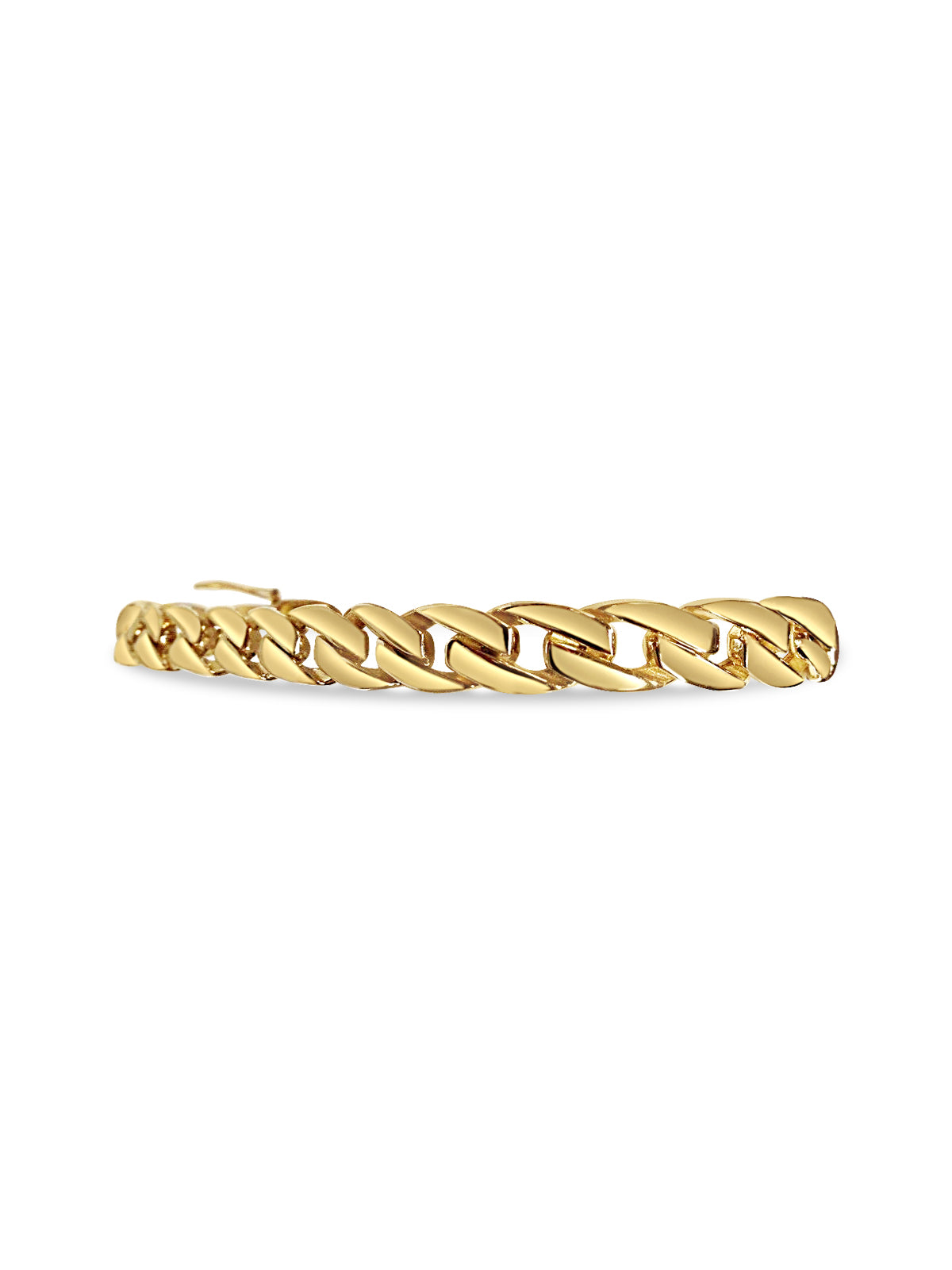 Curb Solid Gold Handmade Bracelet , 7mm, 6.5-10 Inch