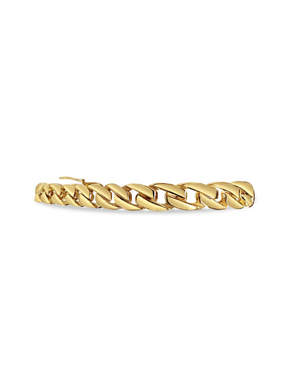 Curb Solid Gold Handmade Bracelet , 7mm, 6.5-10 Inch