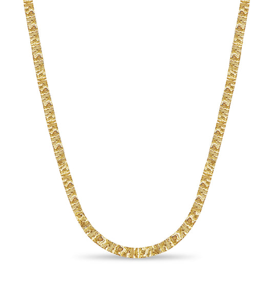 18k Solid Yellow Gold Handmade 6mm Nugget Link Necklace, 30", Approx 78g