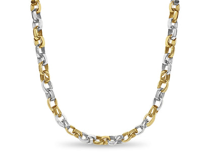 Oval Rolo Solid Gold Handmade Necklace , 6mm, 16-30 Inch
