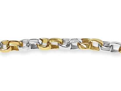 Oval Rolo Solid Gold Handmade Bracelet , 6mm, 6.5-10 Inch