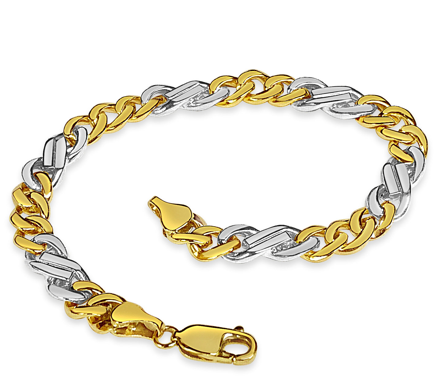 Curb Solid Gold Handmade Bracelet , 7mm, 6.5-10 Inch