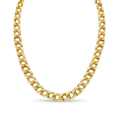 Curb Solid Gold Handmade Necklace , 9mm, 16-30 Inch